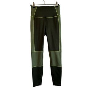 Good American The Dual Life 7/8 Leggings Green Tonal Colorblock High Rise Sz 1